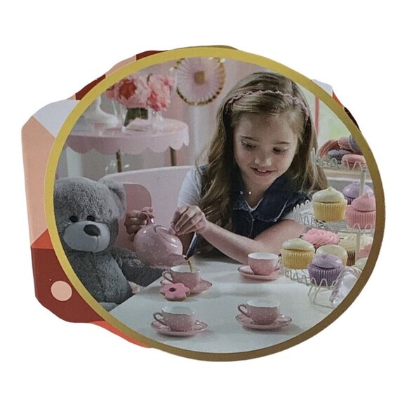 FAO Schwarz 9-Piece Ceramic Tea Party Set For Kids Hand Glazed Porcelain Teapot - Picture 3 of 7